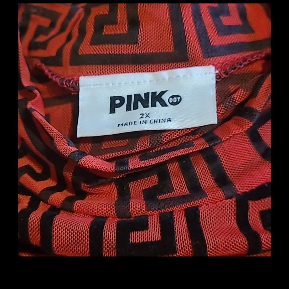 Red Geometric Pattern Bodysuit - Picture 3 of 5